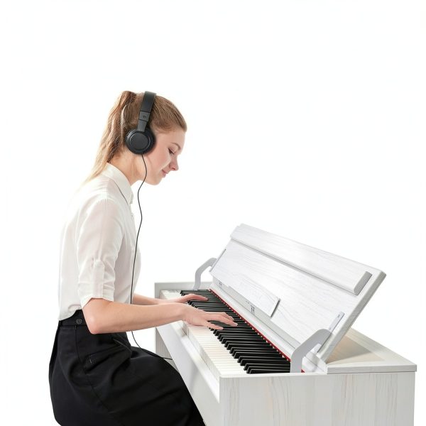 WENCAI 88-Key Digital Piano 8817 Semi-Weighted Wooden Stand White-2