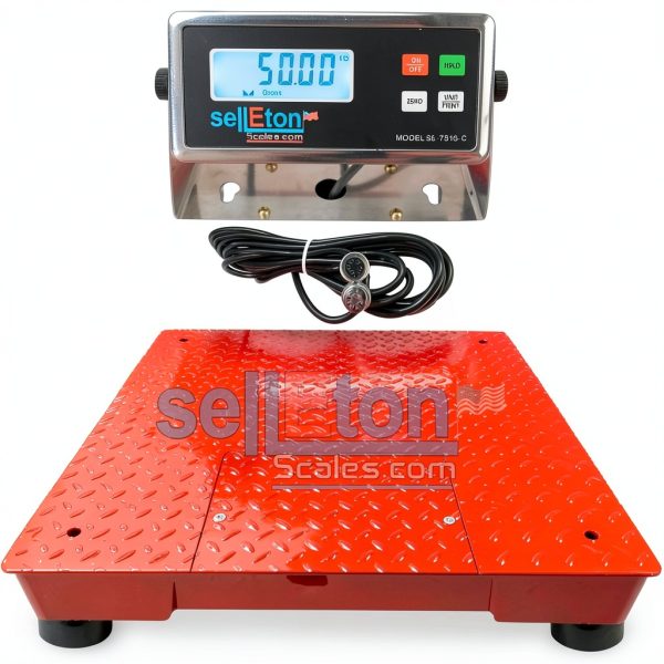 Selleton Industrial Floor Scale 24x24 10,000 lb Red SL-700-0