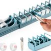 Fast Tape Dispenser for Crafts & Gift Wrapping 18 Strips in Seconds Portable Ribbon Cutter Machine Foldable Double Roll Tapes Dispensers Assistant (Color:Blue)-0