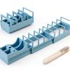 Fast Tape Dispenser for Crafts & Gift Wrapping 18 Strips in Seconds Portable Ribbon Cutter Machine Foldable Double Roll Tapes Dispensers Assistant (Color:Blue)-1
