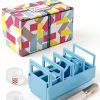 Fast Tape Dispenser for Crafts & Gift Wrapping 18 Strips in Seconds Portable Ribbon Cutter Machine Foldable Double Roll Tapes Dispensers Assistant (Color:Blue)-2
